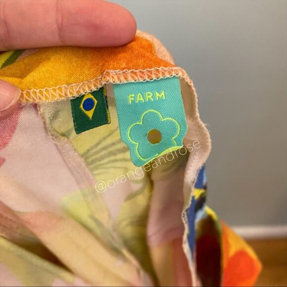 FARM Rio Brazil Vibrant Yellow Orange Tropical Soft Cotton Colorful Mini Dress S - Picture 4 of 12